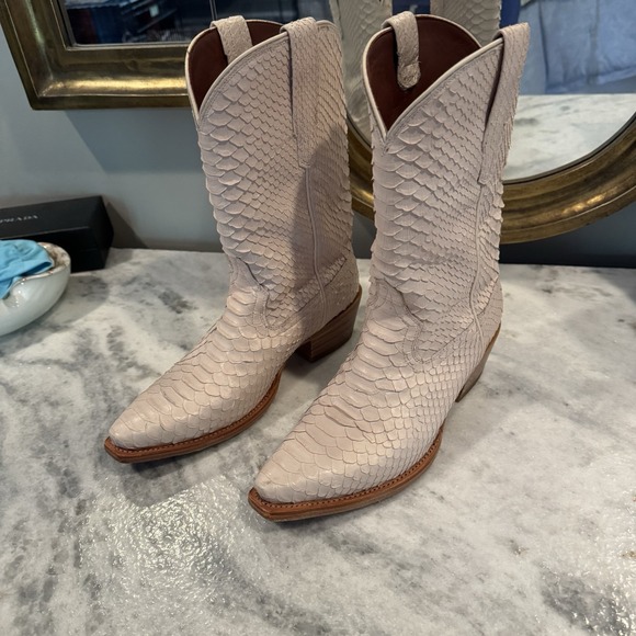 Tecovas Savannah Python Western Boots White Women's 8.5 - Picture 2 of 14